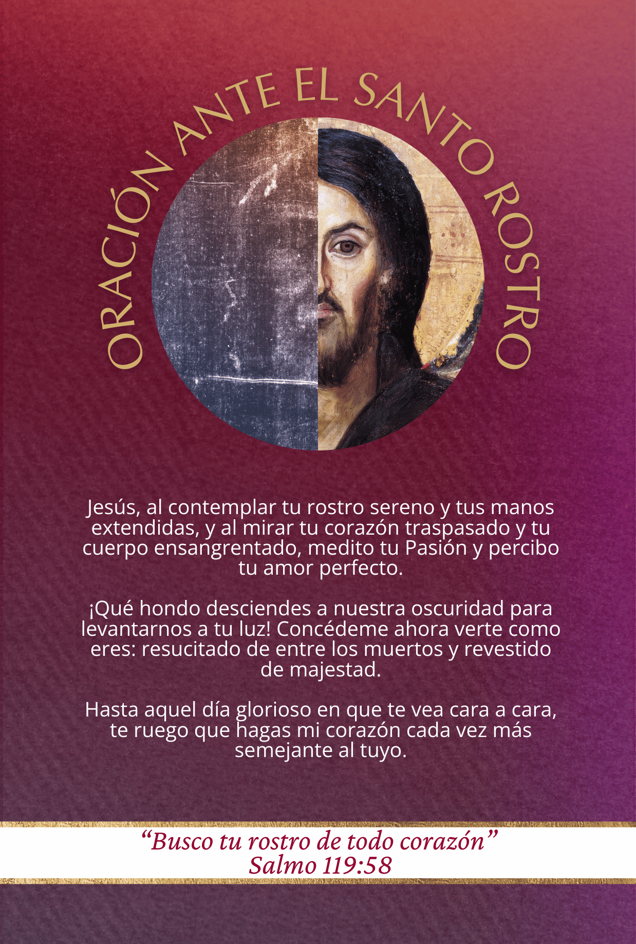 Prayer to the Holy Face Card -Español